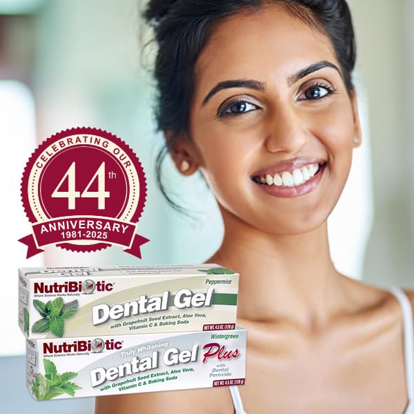 NutriBiotic Dental Gel – Golden Peppermint 4.5 oz | Vegan, Fluoride & SLS Free