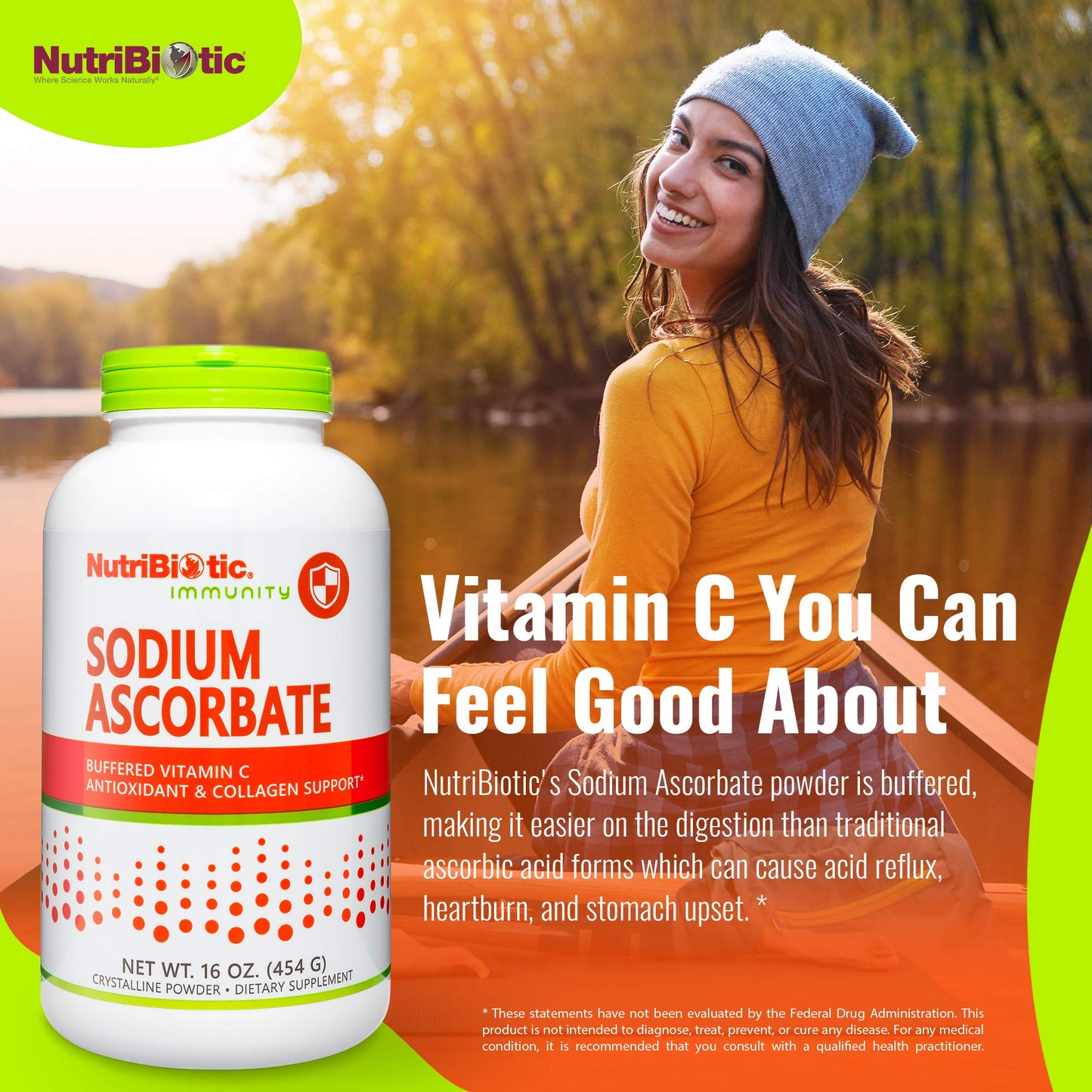 NutriBiotic - Sodium Ascorbate Buffered Vitamin C Powder, 16 Oz | Vegan, Non-Acidic & Easier on Digestion Than Ascorbic Acid | Essential Immune Support & Antioxidant Supplement | Gluten & GMO Free