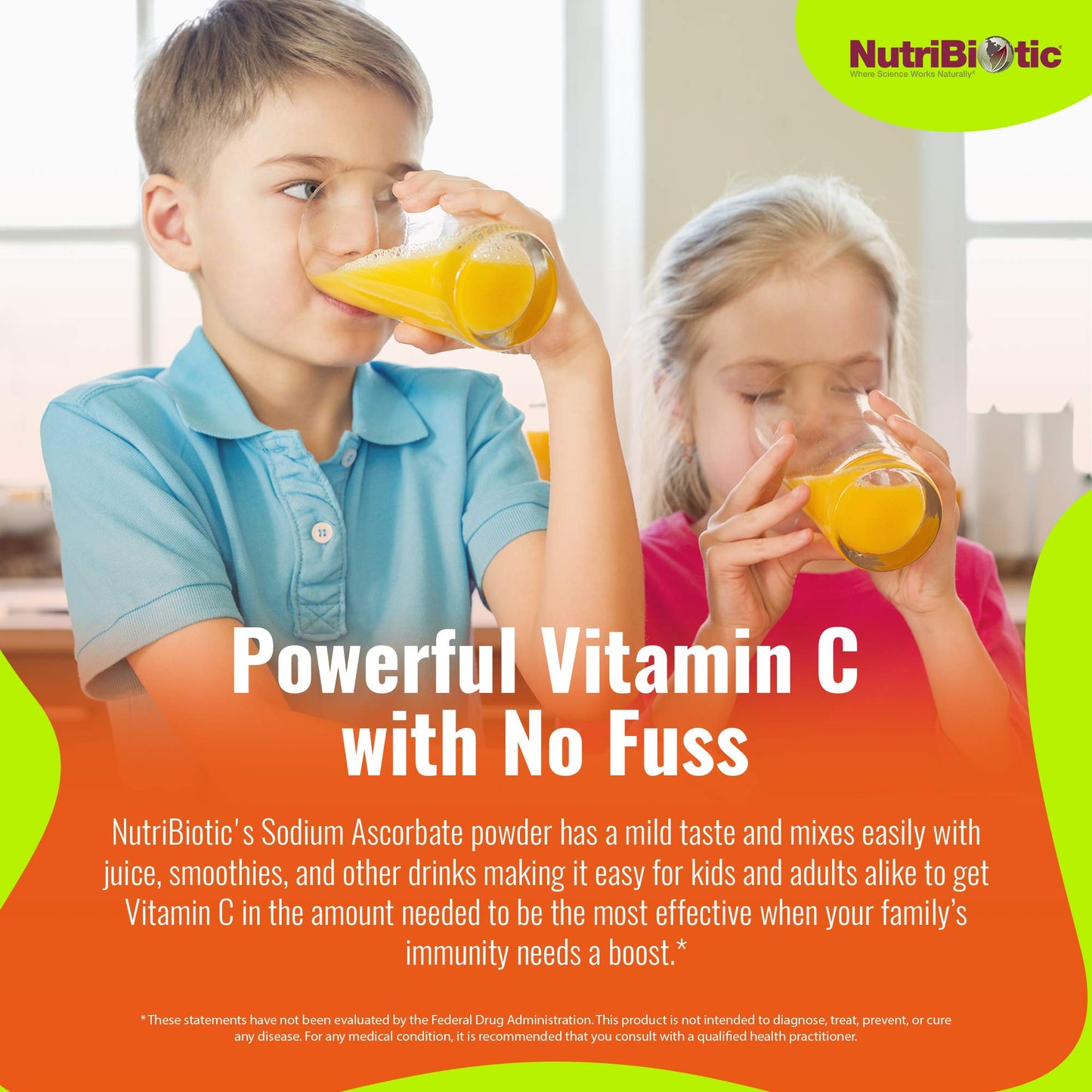 NutriBiotic - Sodium Ascorbate Buffered Vitamin C Powder, 16 Oz | Vegan, Non-Acidic & Easier on Digestion Than Ascorbic Acid | Essential Immune Support & Antioxidant Supplement | Gluten & GMO Free