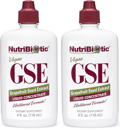 NutriBiotic GSE 4 Oz Liquid – Grapefruit Seed Extract with Bioflavonoids | Vegan, Gluten Free, Non-GMO (Pack of 2)