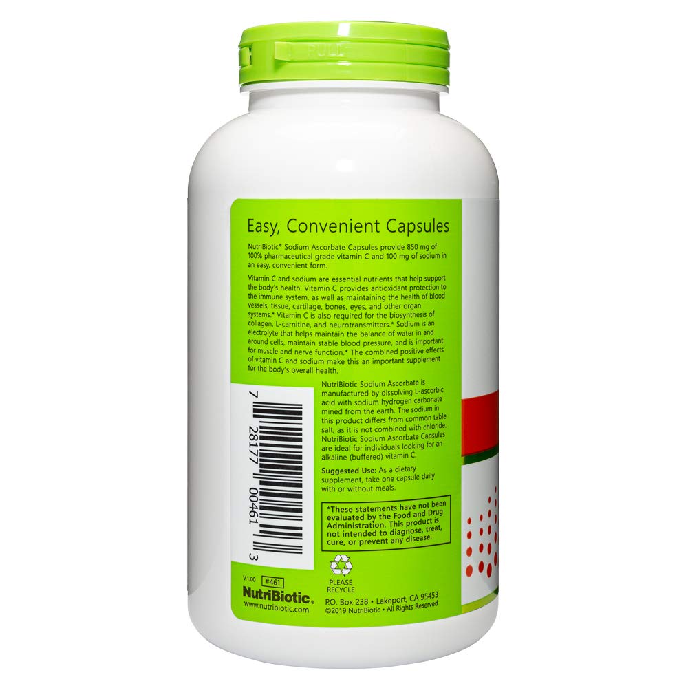 NutriBiotic Sodium Ascorbate Buffered Vitamin C – 250 Ct | Vegan, Easy on Digestion