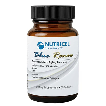 Nutricel GlyNAC Methylene Blue Capsules – 7mg USP, Glycine, NAC, Collagen & Creatine – Made in USA, 60ct