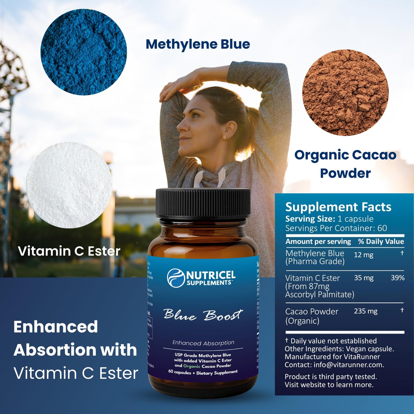 Nutricel Methylene Blue Capsules 12 mg | 60ct | Vitamin C Ester | Made in USA