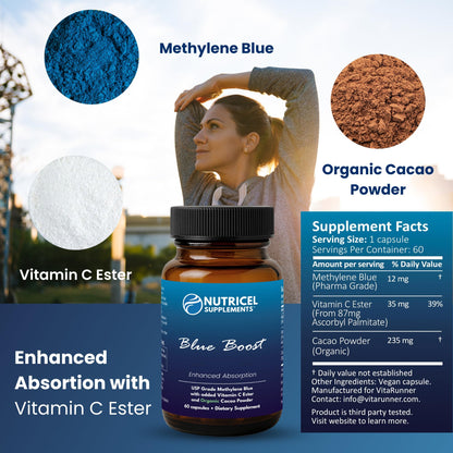 Nutricel Methylene Blue Capsules 12 mg | 60ct | Vitamin C Ester | Made in USA