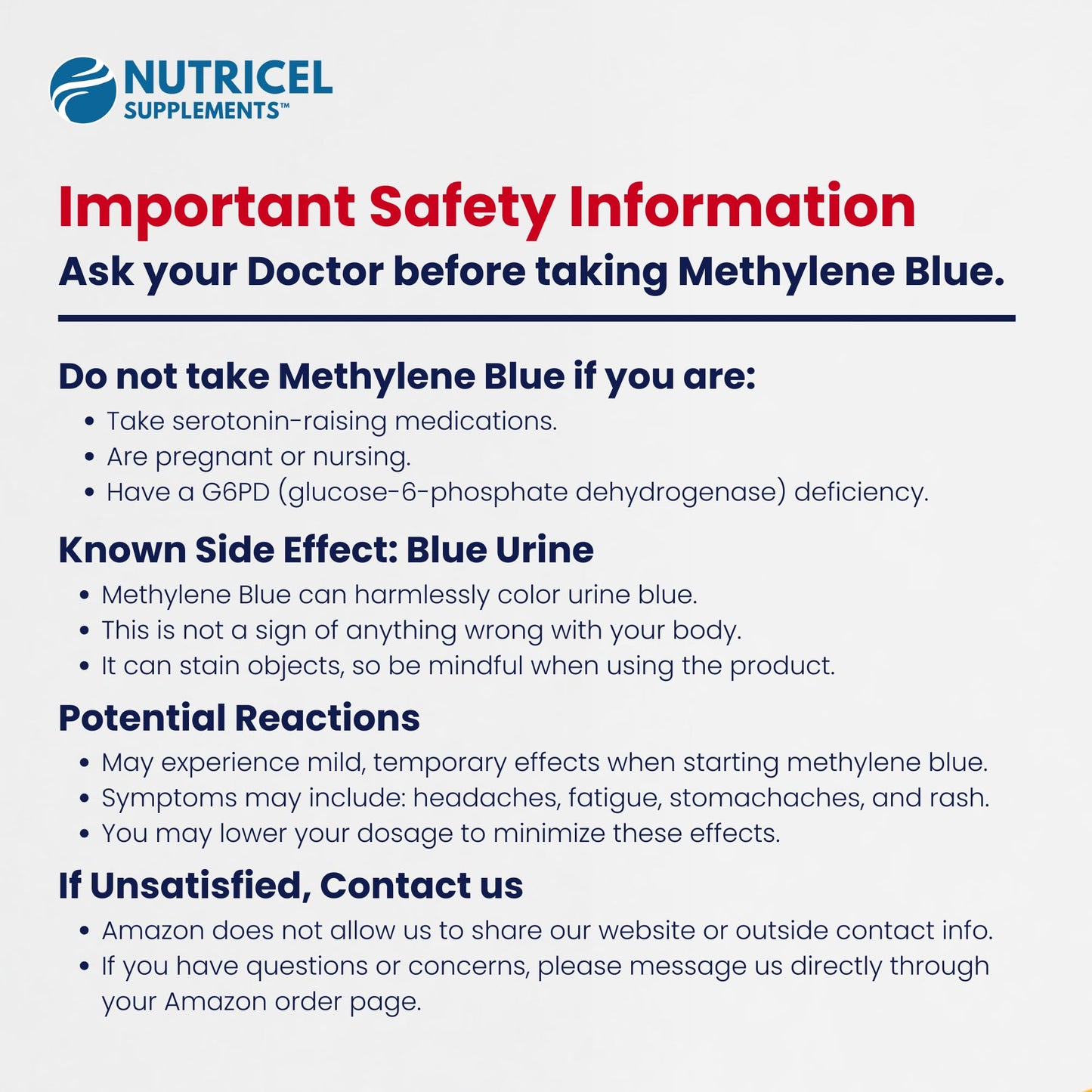 Nutricel Methylene Blue Capsules 12 mg | 60ct | Vitamin C Ester | Made in USA