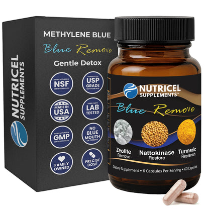 Nutricel Methylene Blue Capsules with Zeolite, Nattokinase, Turmeric – 18mg (USP) | 60ct | Made in USA
