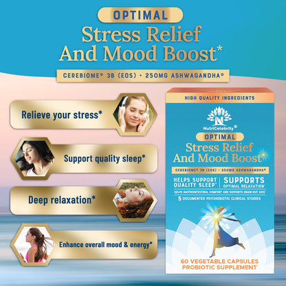 Nutricelebrity Optimal Stress Relief – Mood Support, Sleep & Gut Health (60 Days)