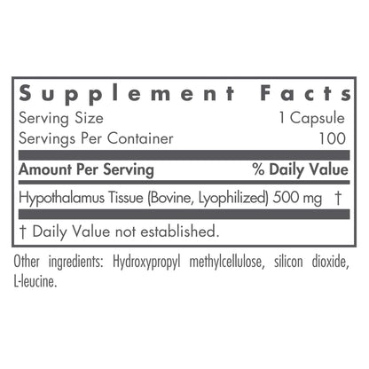 Nutricology Hypothalamus Supplement - Endocrine Support (Adrenal, 500mg) Vegicaps