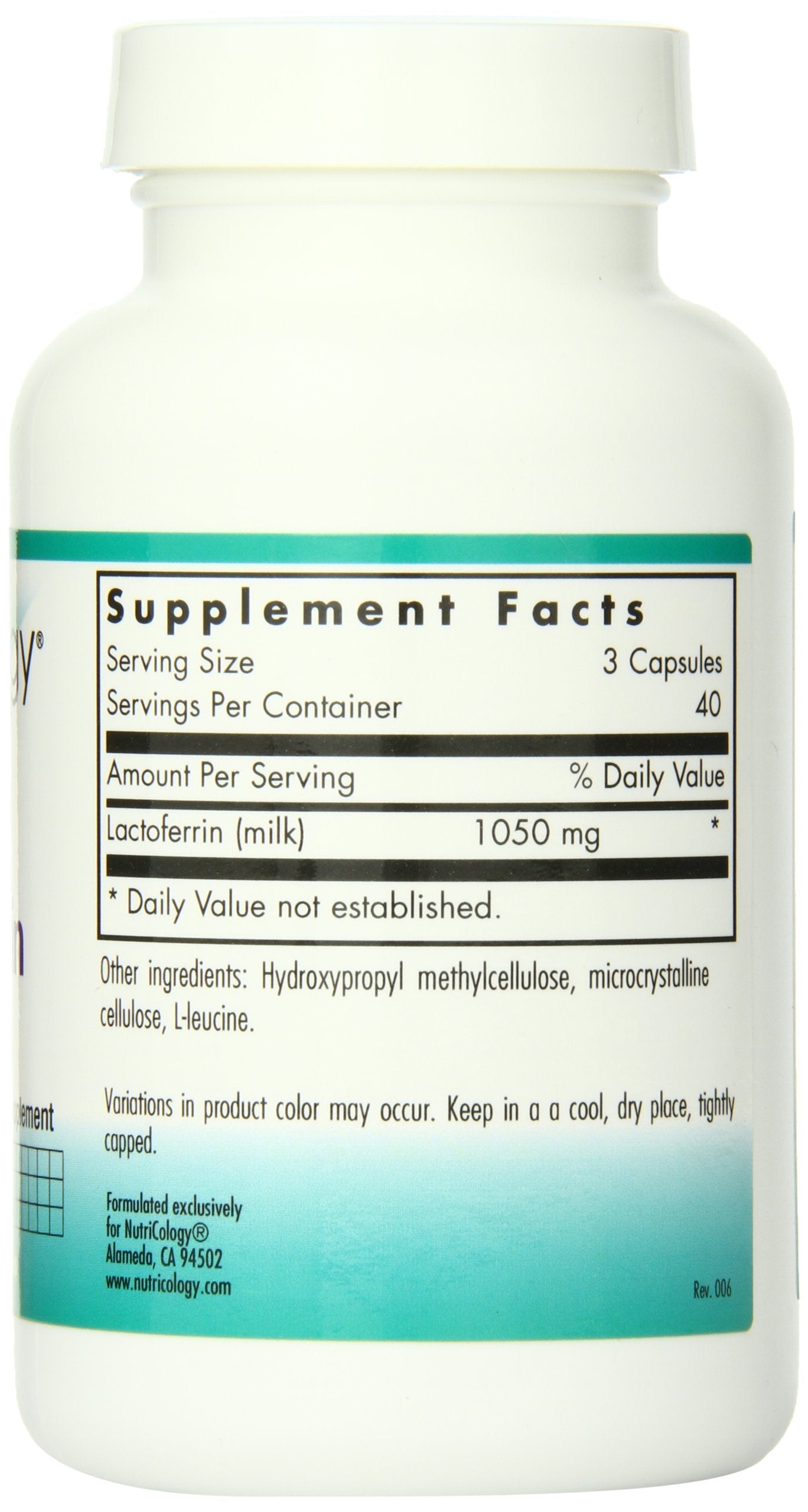 Nutricology Laktoferrin Supplement - Lactoferrin Supplements 350mg, Bovine Colostrum, Immune Peptide, Iron Supplements, Vegicaps - 120 Count