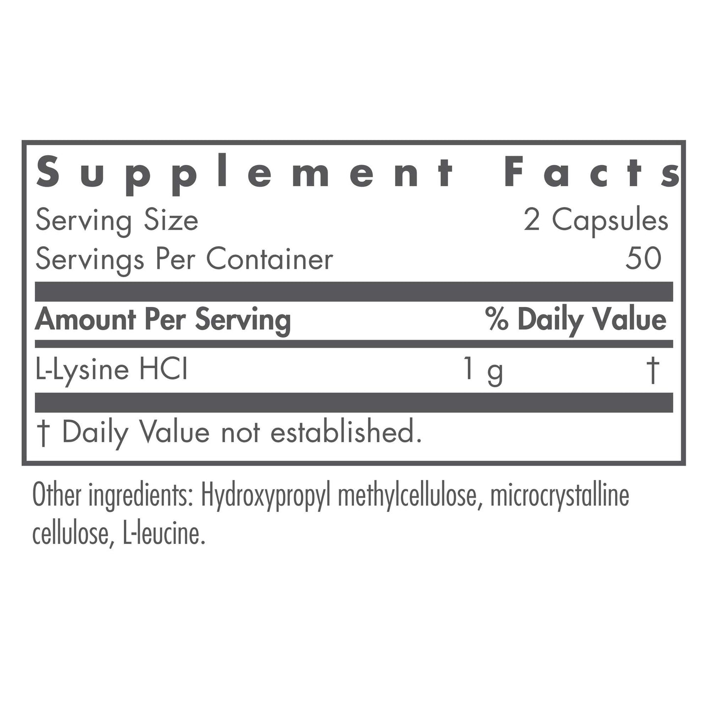 Nutricology L-Lysine 500mg – Immune Support, Free Form Amino Acid, Vegetarian Capsules 100 Count