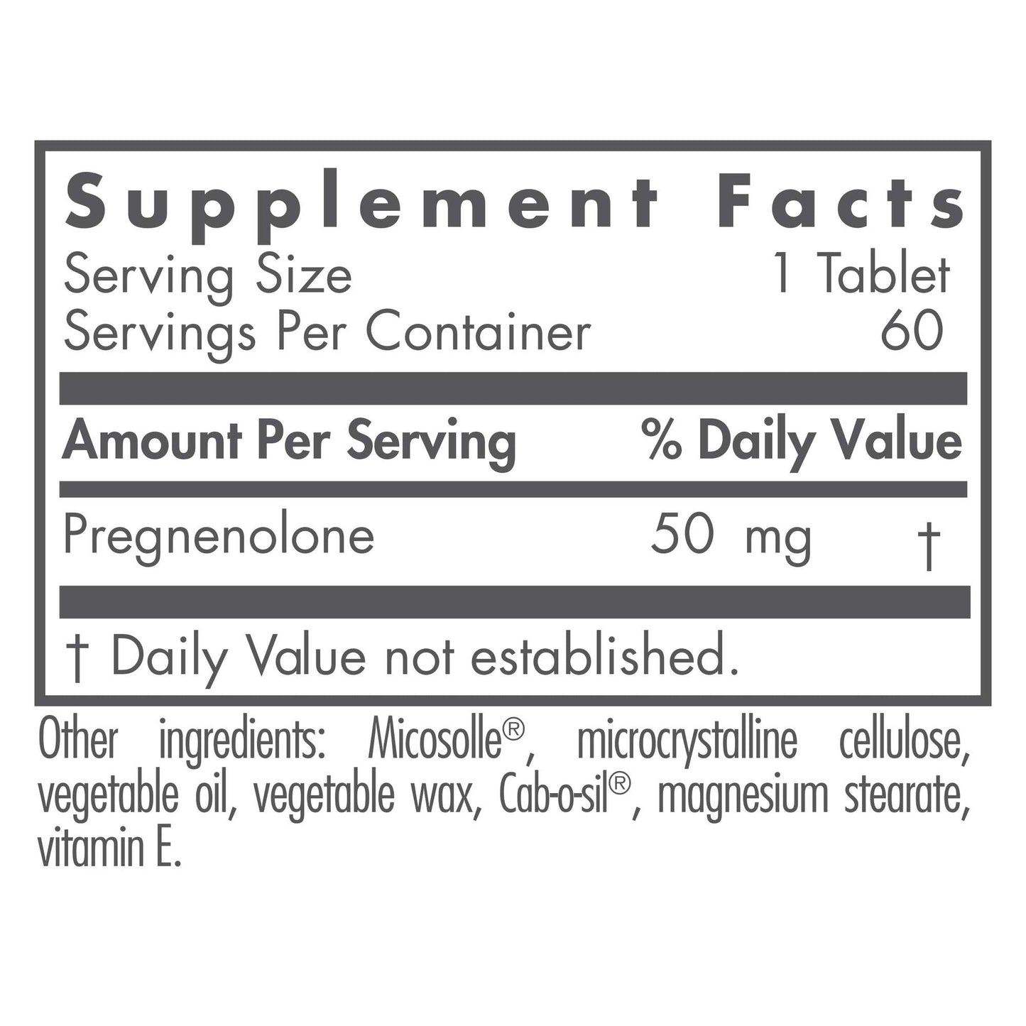 Nutricology Pregnenolone 50mg - 60 Count | Plant-Sourced, Non-GMO Wild Yam
