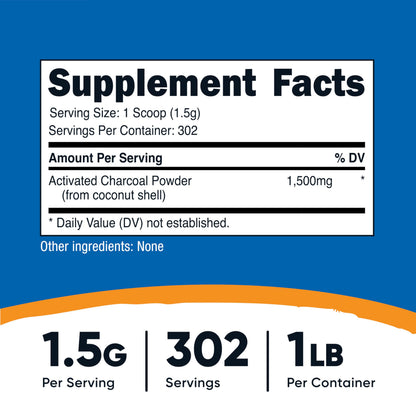 Nutricost Activated Charcoal Powder 1lb – Food Grade, Coconut Shell