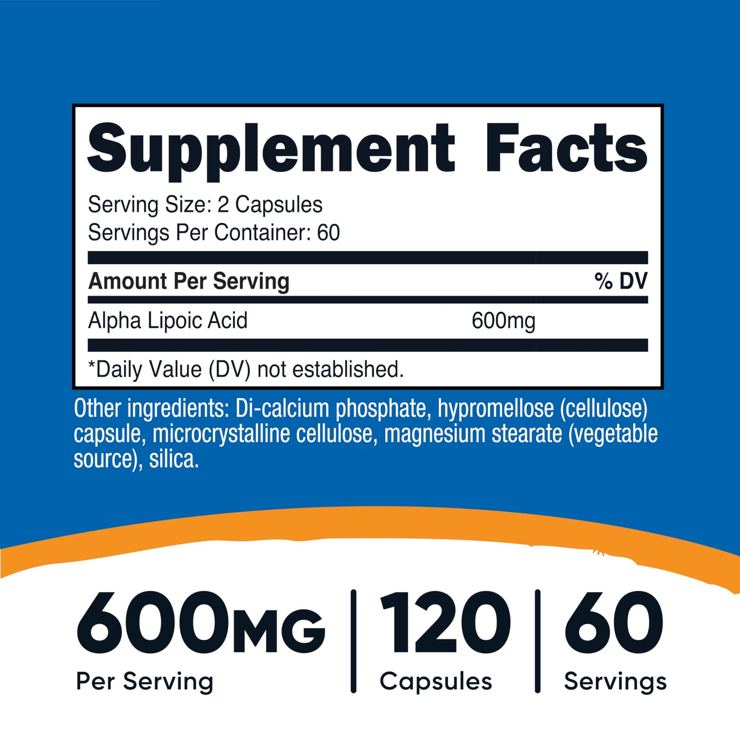 Nutricost Alpha Lipoic Acid 600mg - 120 Capsules (60 Servings) | Plant Based, Non-GMO