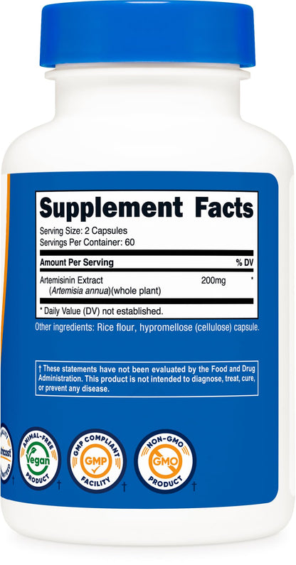Nutricost Artemisinin 200mg – 120 Capsules (60 Servings) | Non-GMO, Gluten Free