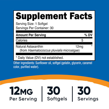 Nutricost Astaxanthin 12mg, 30 Softgels – Non-GMO & Gluten Free