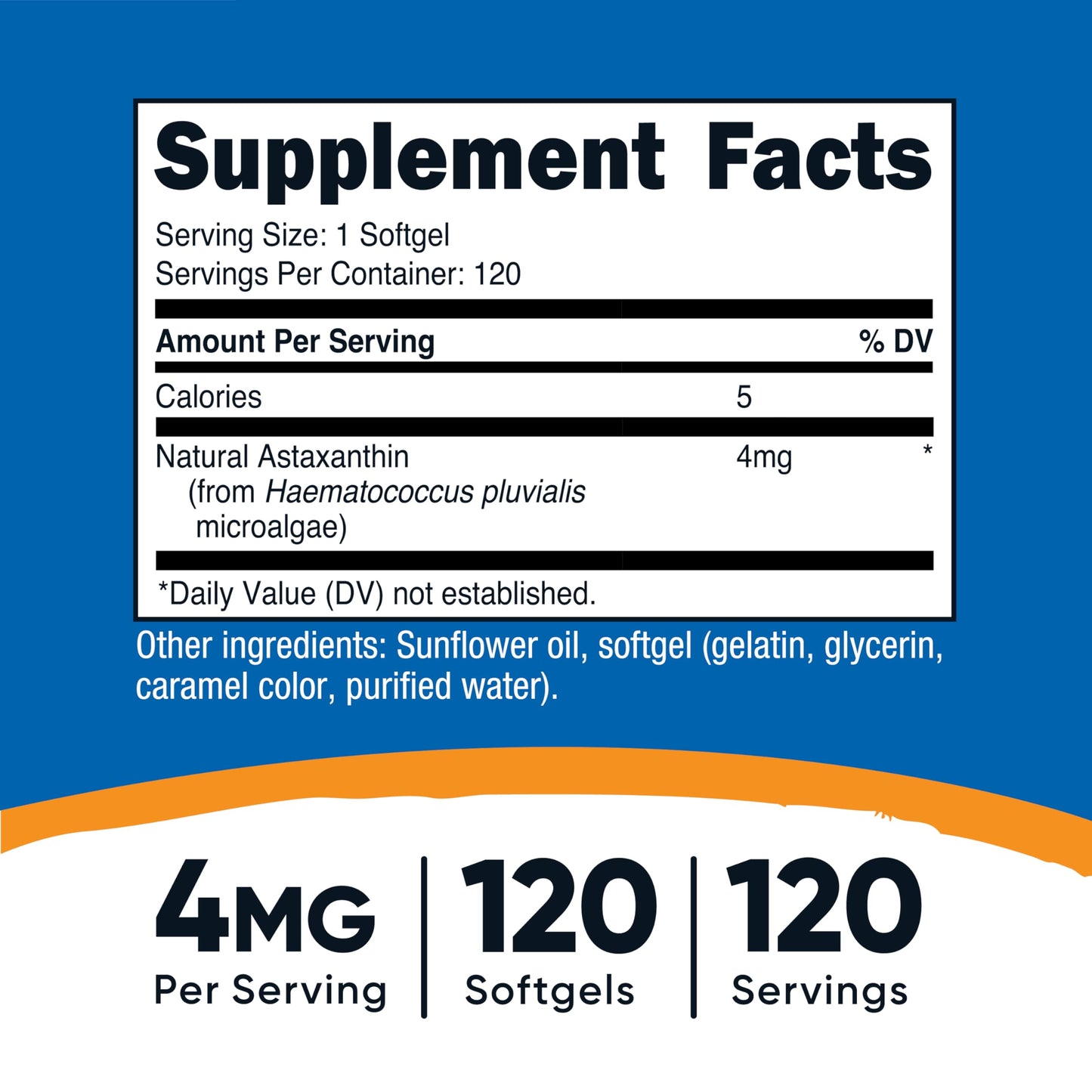 Nutricost Astaxanthin 4mg – Gluten Free, Non-GMO, 120 Softgels