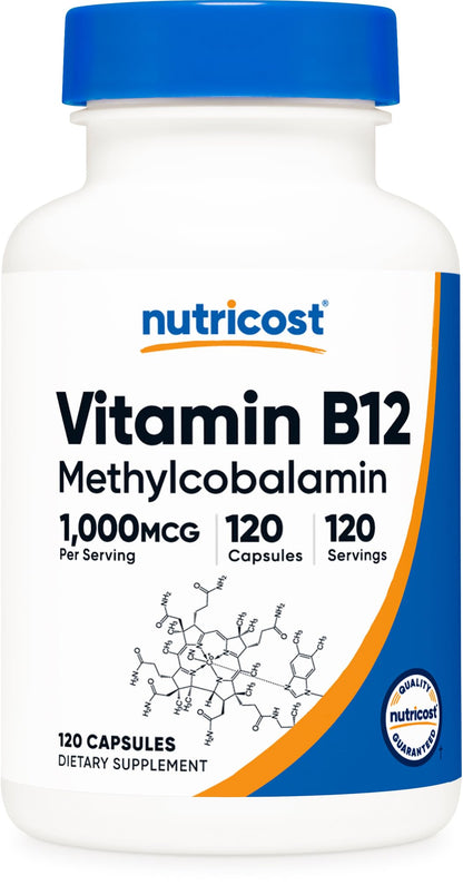 Nutricost Vitamin B12 (Methylcobalamin) 1000mcg – 120 Capsules, Vegetarian, Non-GMO & Gluten Free B12 Supplement