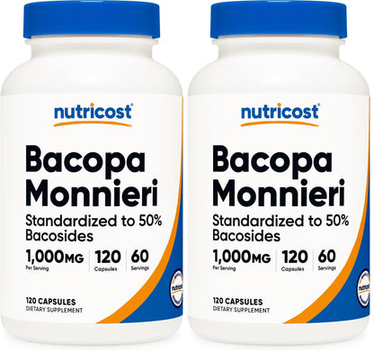 Nutricost Bacopa Monnieri 1000mg – 120 Capsules (60 Servings) – Pack of 2