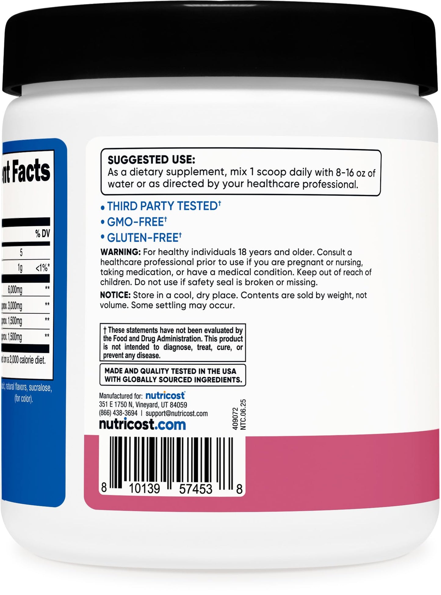 Nutricost BCAA Powder 2:1:1 – Pomegranate Guava, 30 Servings