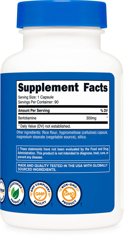 Nutricost Benfotiamine 300mg – 90 Capsules (Pack of 2) | Gluten Free, Non-GMO, Vegetarian