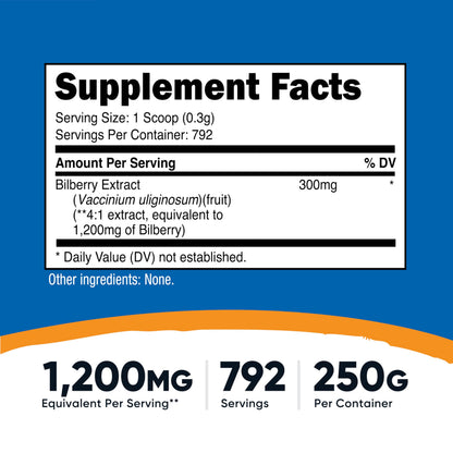 Nutricost Bilberry Powder 250g - 4:1 Bilberry Extract, Gluten Free, Non-GMO