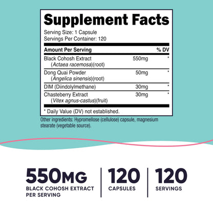 Nutricost Black Cohosh 660mg for Women | 120 Veggie Caps | Non-GMO, Gluten Free