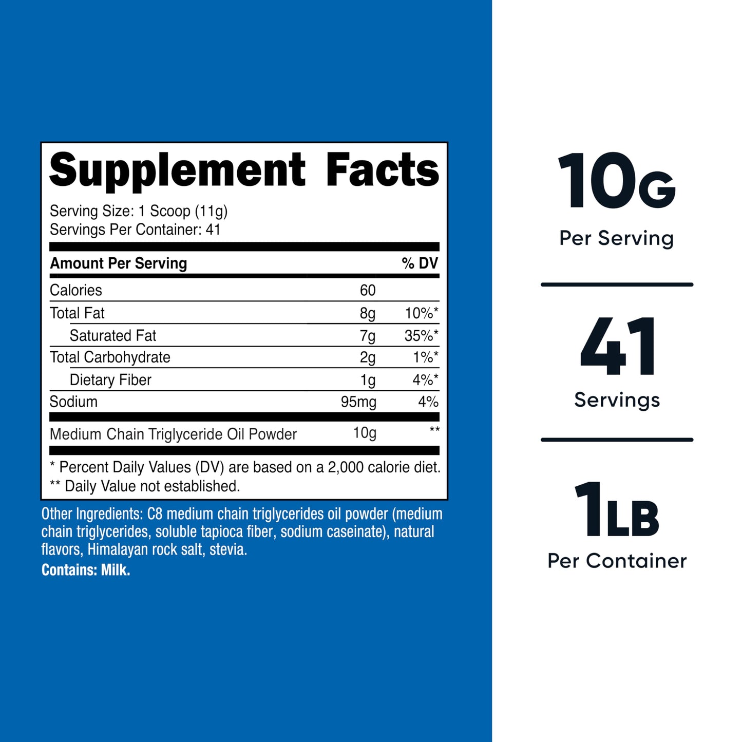 Nutricost C8 MCT Oil Powder 95% C8 – Vanilla (1LB) | Keto, Non-GMO, Gluten Free