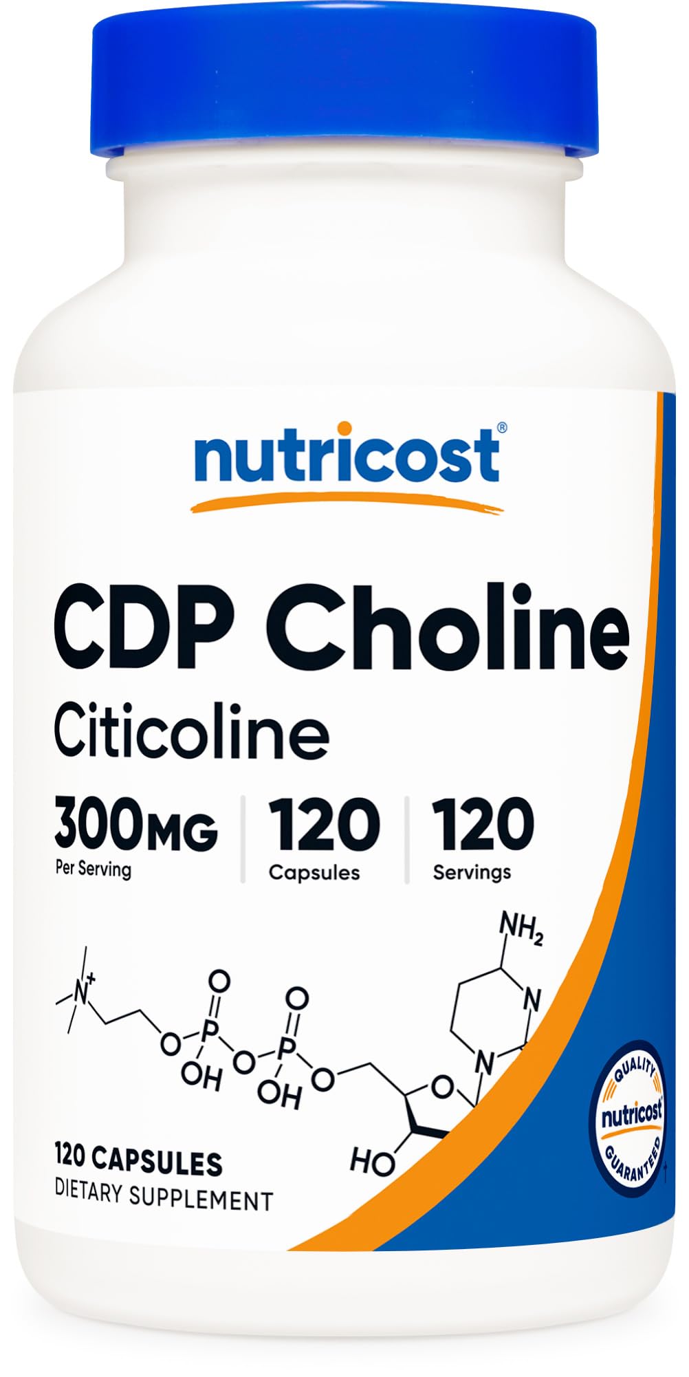 Nutricost CDP Choline (Citicoline) 300mg – 120 Vegetarian Capsules | Non-GMO, Gluten Free