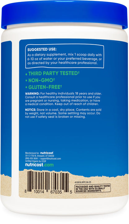 Nutricost 100% Organic Chaga Mushroom Powder 8oz (227 Servings) - USDA Organic, Gluten Free & Non-GMO