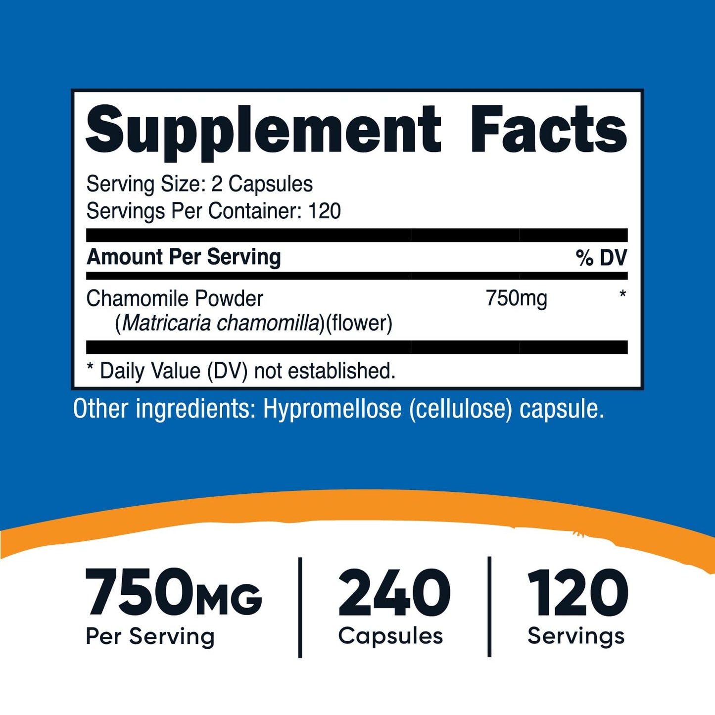 Nutricost Chamomile 750mg – 240 Veggie Capsules (120 Servings)