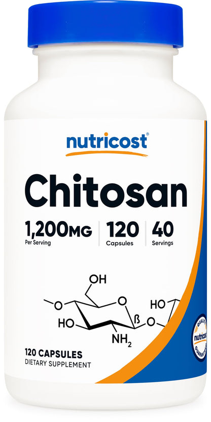 Nutricost Chitosan Supplement (1,200mg) – 120 Capsules | 40 Servings | Gluten & GMO-Free