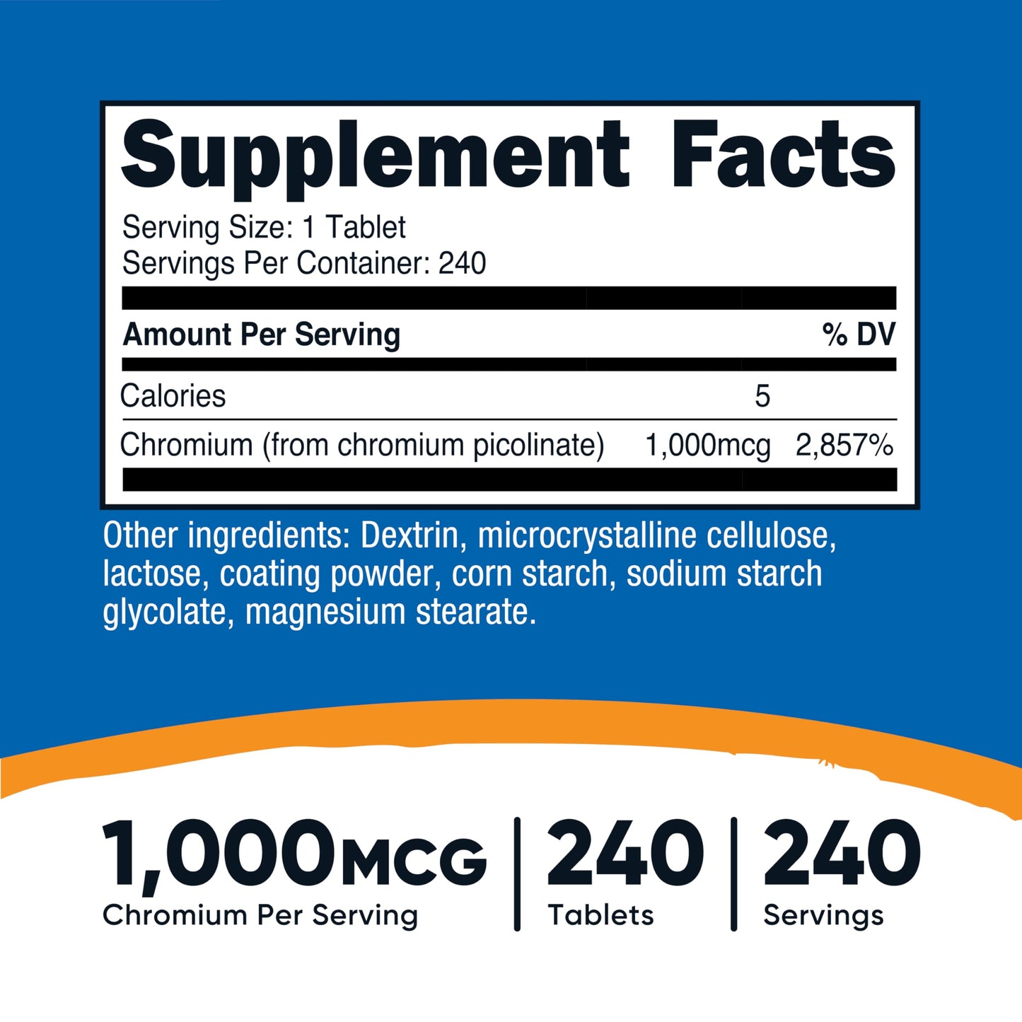 Nutricost Chromium 1000mcg - 240 Tablets | Gluten Free, Non-GMO (Pack of 2)