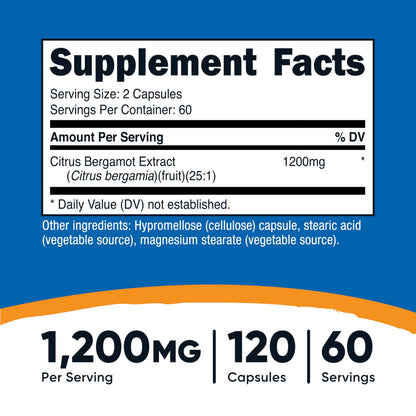 Nutricost Citrus Bergamot Capsules 1,200 mg – 25:1 Extract, 60 Servings (Pack of 2)