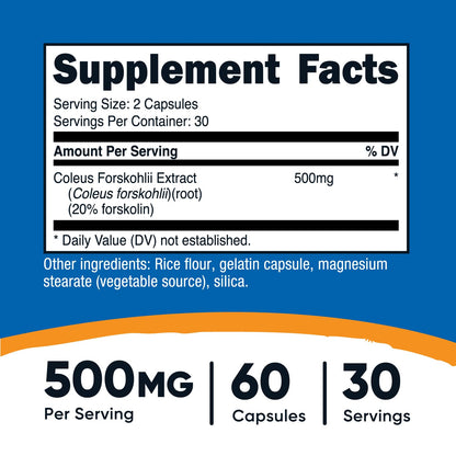 Nutricost Coleus Forskohlii 500mg – 60 Capsules (Pack of 2) | Maximum Strength