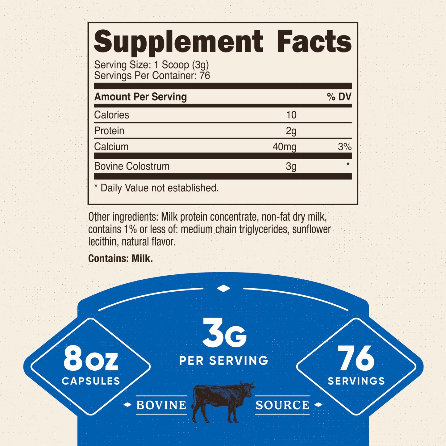 Nutricost Colostrum Powder 8 oz – 3 g per Serving, 76 Servings, 30% IgG, Lactoferrin, Non-GMO, Gluten Free