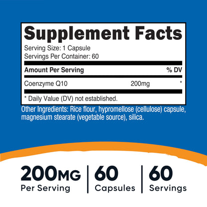 Nutricost CoQ10 200mg - 60 Vegetarian Capsules | High Absorption, Non-GMO
