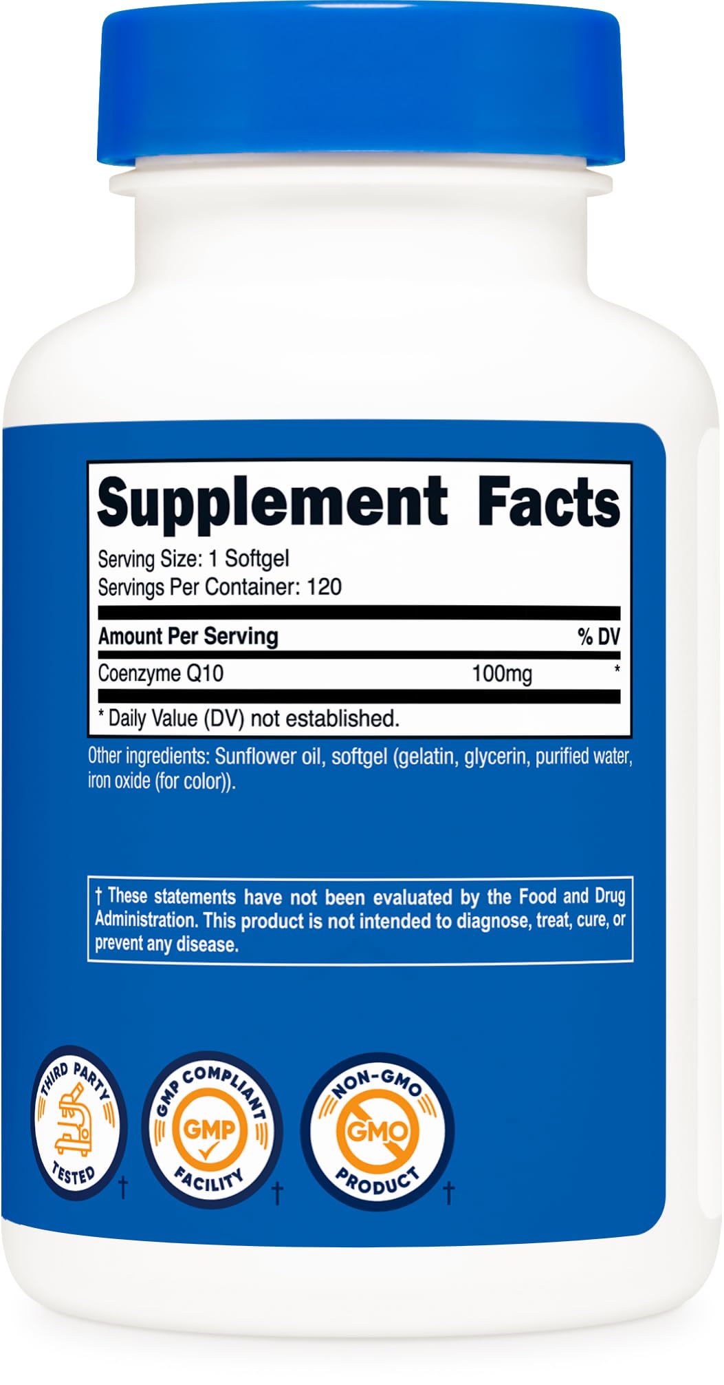 Nutricost CoQ10 Softgels (120 Servings, 100 mg) – High Absorption, Gluten Free & Non-GMO