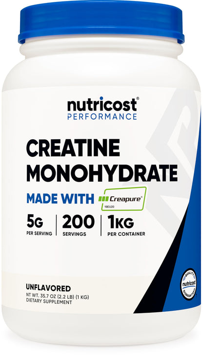 Nutricost Creapure Creatine Monohydrate Powder 1KG | 200 Servings