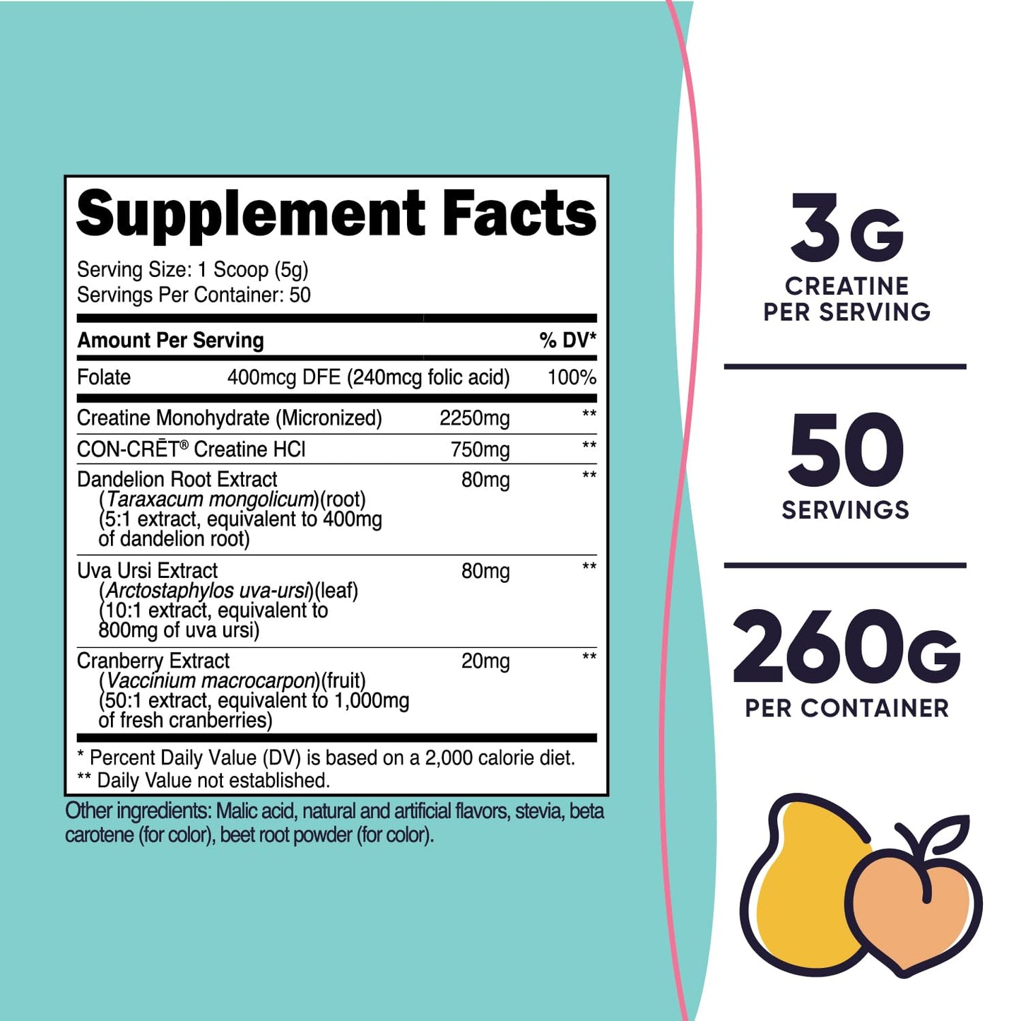 Nutricost Creatine Monohydrate Powder for Women – Peach Mango, 50 Servings