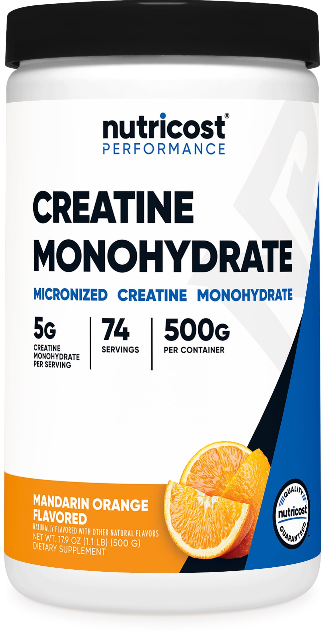 Nutricost Creatine Monohydrate Powder Mandarin Orange (500g) – Micronized, Vegan, Non-GMO, Gluten Free