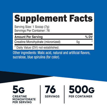 Nutricost Creatine Monohydrate Powder Blue Raspberry - 500 g | 1.1 LBS