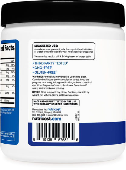 Nutricost Creatine Monohydrate + Hydration Blue Raspberry – 30 Servings
