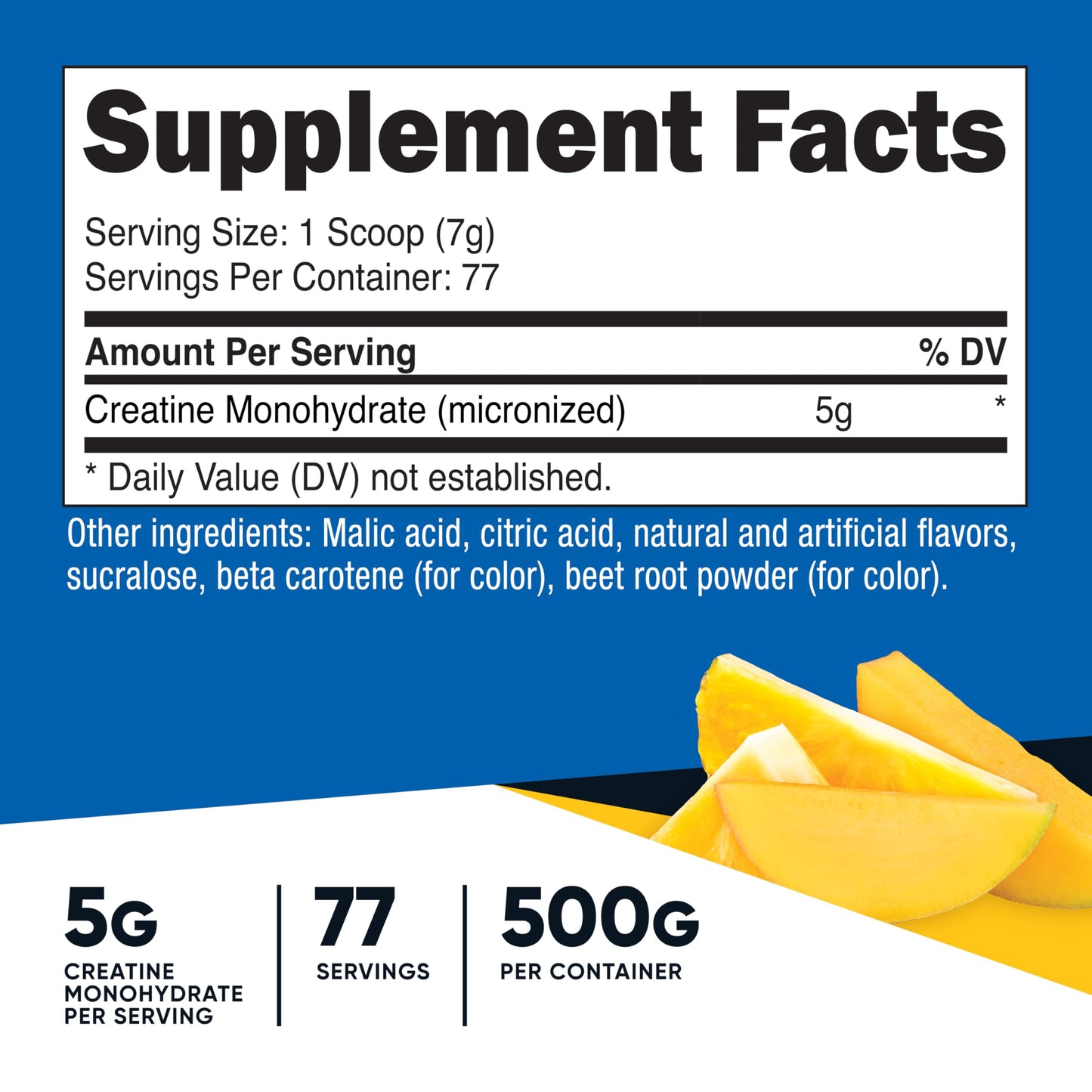 Nutricost Creatine Monohydrate Powder (Pineapple Mango, 500g) – 5g Micronized Creatine per Serving | Vegan, Non-GMO, Gluten Free