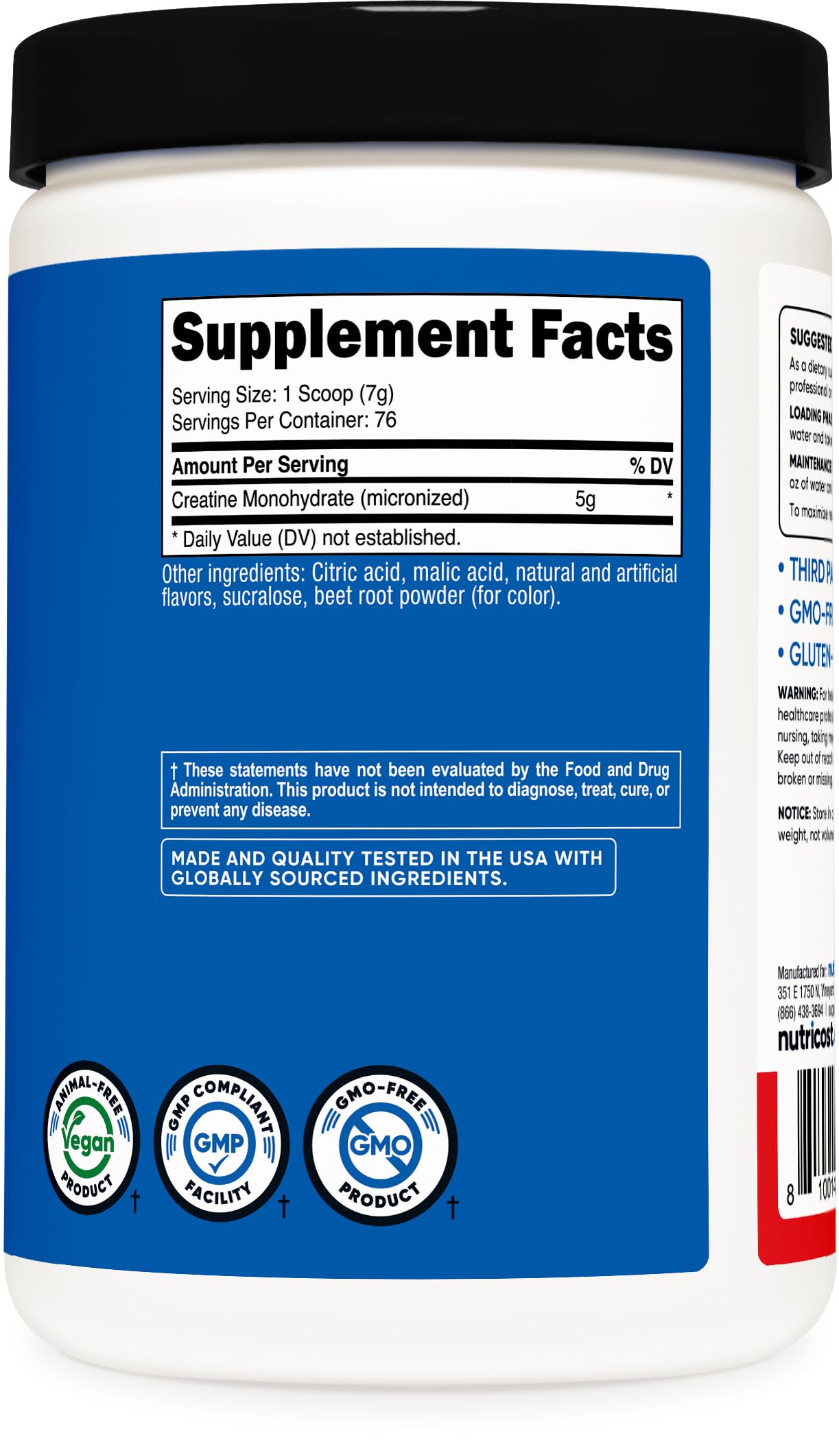 Nutricost Creatine Monohydrate Powder – Fruit Punch 500g