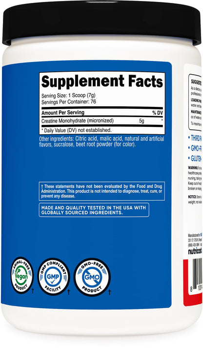 Nutricost Creatine Monohydrate Powder – Fruit Punch 500g