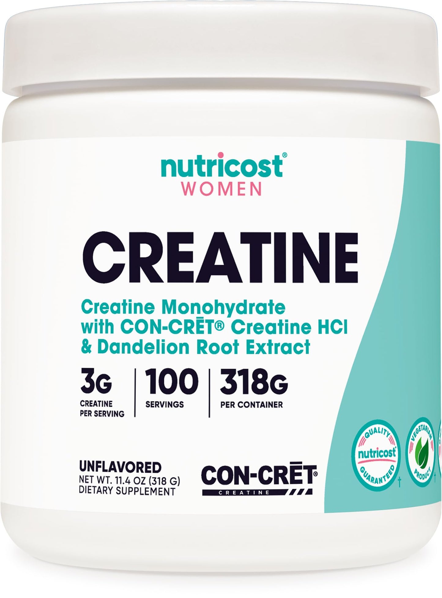 Nutricost Creatine Monohydrate Powder for Women - Micronized, Unflavored, 100 Servings