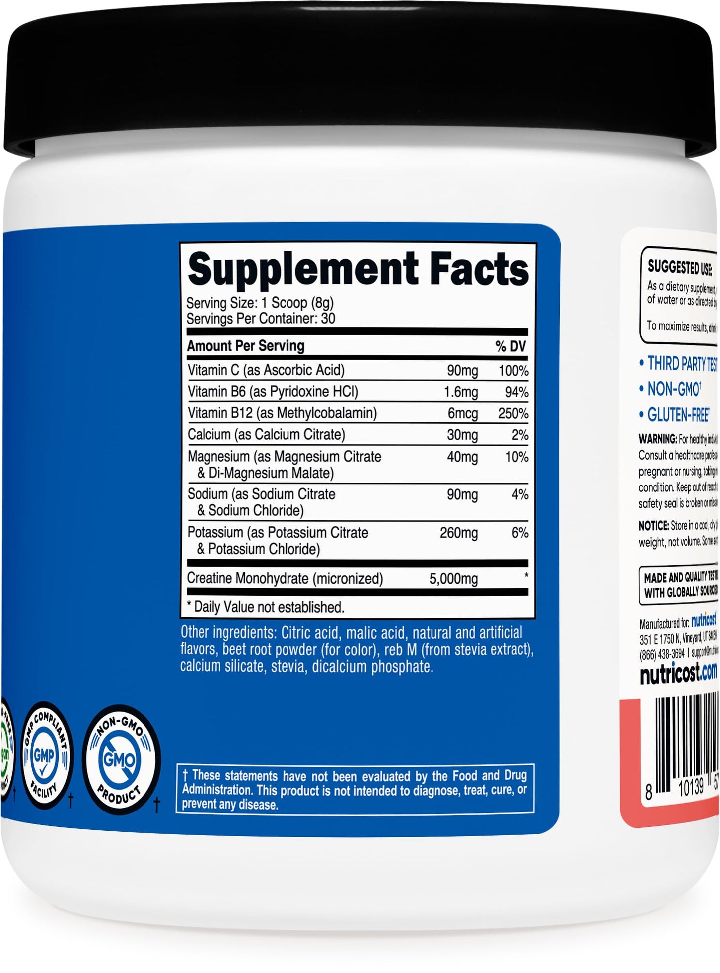 Nutricost Creatine Monohydrate & Hydration Watermelon 30 Servings