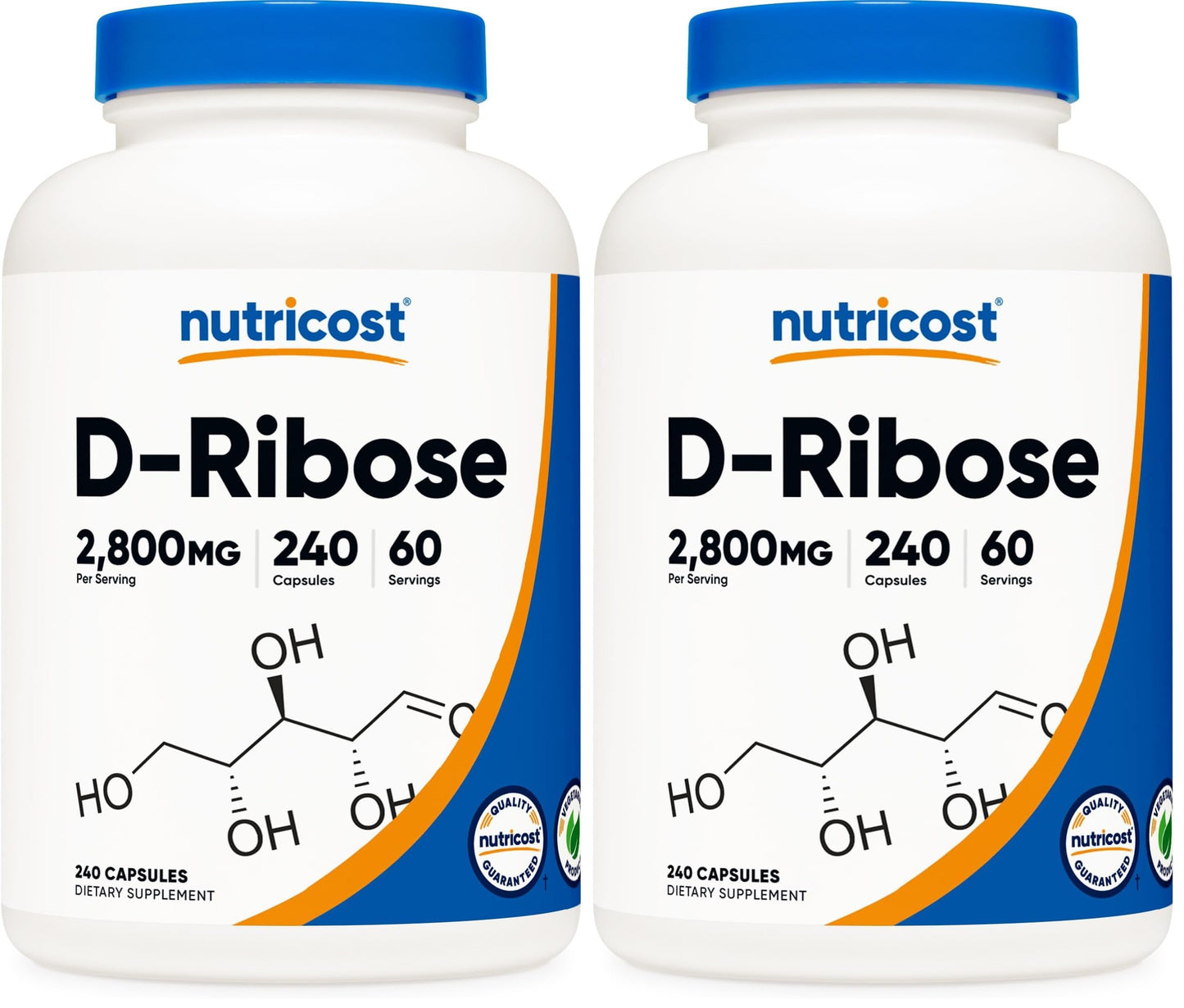 Nutricost D-Ribose 700mg (2800mg per Serving) – 240 Capsules x 2 Pack – Vegetarian, Non-GMO, Gluten Free
