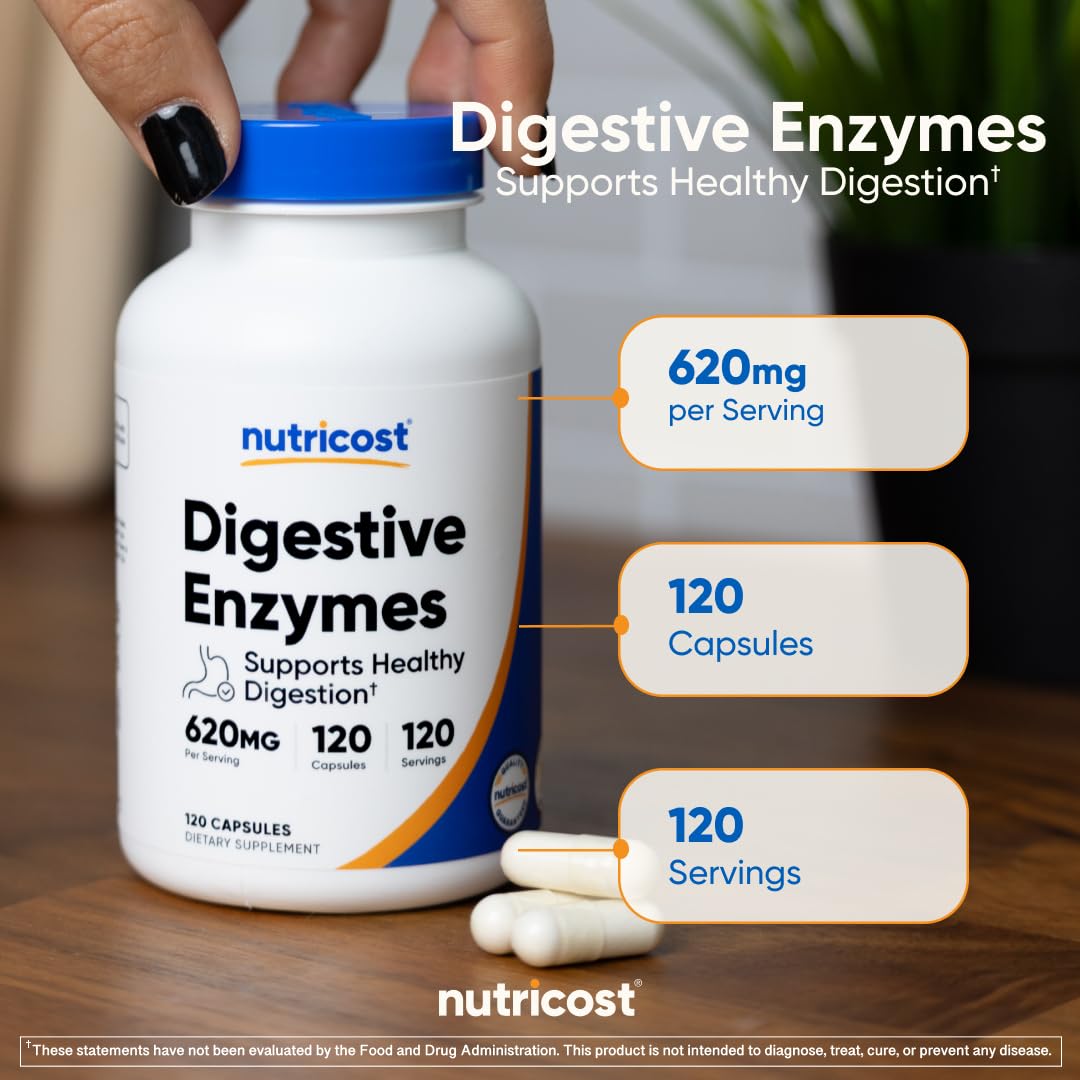 Nutricost Digestive Enzymes 620mg - 120 Capsules | Complete Digestive Enzyme Supplement