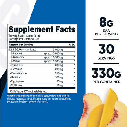 Nutricost EAA Powder 30 Servings Peach Mango — Essential Amino Acids, Non-GMO, Gluten Free, Vegetarian Friendly (Pack of 2)